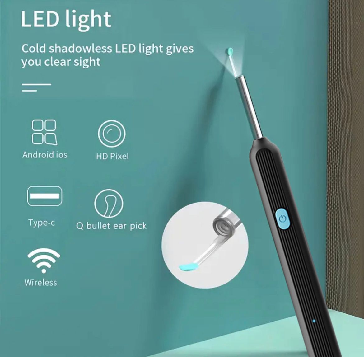 Otoscopio Limpiador Oidos Luz Camara Hd